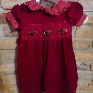Red Velvet Toddler Girls Holiday Dress